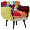 Mauro Ferretti Poltrona Imperial New, legno e tessuto patchwork, multicolor, 78x71x63 cm