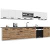 B BELINI GROUP Belini ITALIA 3 Mobile Cucina Completa 320cm Bianco-Marrone Dorato Opaco | Cucina completa componibile, mobili pensili e bassi inclusi, montaggio facile