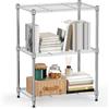 M MZG Scaffalatura Metallica a 3 Ripiani, Portata fino a 204,3 kg, Scaffale Portaoggetti per Cucina, Bagno, Dispensa, Ripostiglio, Lavanderia, Ufficio e Studio, Cromato, 30×45×67,1 cm