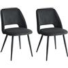 BenyLed Set di 2 Sedie da Pranzo Velluto a Coste, Gambe Ferro, Nero | Sedia imbottita, morbida e traspirante, resistente e facile da pulire. Leggera, montaggio facile. Per cucina soggiorno camera