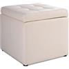 SOARS Pouf Cubo Multifunzionale in PU con Contenitore Salvaspazio (Bianco) | Sgabello Poggiapiedi 40 x 40 x 40 cm, Cassapanca Cubo Moderna per Ingresso, Soggiorno e Camera da Letto