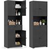 LIFEZEAL Armadio da bagno alto, mobile portaoggetti a 3 livelli in legno con 4 ante e 1 cassetto, scomparto aperto, ripiano regolabile, armadio moderno per bagno, cucina (nero)