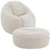 Slevobox Pouf Poltrona Sacco 120x120x35cm OVAL Due in Uno - Morbido e Confortevole - XXL Poltrona Pouf Sacco Velluto a Coste - Bean Bag per Bambini da Interno - Mobili per Soggiorno