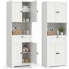 COSTWAY Mobile da Bagno Salvaspazio, Mobile da Terra con 4 Ante, 1 Cassetto, Vano Aperto e Ripiani Regolabili, Credenza Dispensa Cucina in Lgeno per Soggiorno e Ingresso, 60 x 35 x 171,5 cm (Bianco)