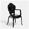 Biscottini Sedie in Policarbonato Nero - Sedia con Braccioli Soggiorno 53x49x97,5 cm - Poltrona Barocca Sala da Pranzo Camera da Letto - Poltrona in Plastica da Esterno Moderna Cerimonie