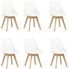 JZGORC Set da 6 sedie da pranzo, stile nordico, moderne sedie da cucina con gambe in legno massello,schienale aperto e rivestimento in ecopelle,per sale da pranzo,Cucina,Soggiorno,Bianco