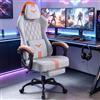 Soontrans Sedia Gaming Massaggiante, Poggiapiedi, Velluto, Grigioarancione | Sedia da Gaming Ergonomica, Schienale Regolabile a 90-145°, Regolabile in Altezza, Poltrona da Gaming Carico 113kg