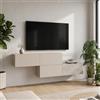 Planetmöbel Mobile TV da 320 cm, set di mobili bassi | TV da 75 pollici, per soggiorno, molto spazio, sospeso, 2 mobili TV 160 x 30 x 37,5 cm, cashmere