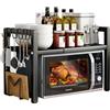 devesanter Ripiano per microonde espandibile, supporto per microonde a 2 livelli con 5 ganci, scaffale organizer da cucina, ripiani per forno a microonde per piano di lavoro, allungabile da 40 a 64 cm