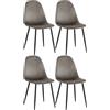 CLP Set 4 Sedie Da Pranzo Napier Decorative I Tessuto I Velluto I Similpelle | Colore antracite Materiale Velluto