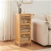 [en.casa] Comodino in Bambù a 3 Ante a Doghe Mobiletto Tavolino Laterale da Divano con 3 Scomparti Chiusi per Soggiorno Ingresso Camera da Letto 82 x 33 x 27 cm - Naturale