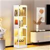 KSFASHZ Vetrina in vetro con illuminazione a LED e sensore intelligente, 40 x 35 x 165 cm, per soggiorno, camera da letto, ufficio, colore bianco