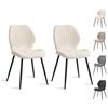 JZGORC Set di 2 Sedie da Sala da Pranzo, Sedia da Cucina in Lino, con Gambe in Metallo Nero, Cuscino in Tessuto Imbottito con Spugna ad Alta Densità, Adatta per Sala da Pranzo, Cucina - Beige