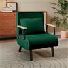 Fabulcozy Divano Letto Convertibile 3 in 1, Poltrona Regolabile 5 Posizioni, Fodera Rimovibile Lino-Cotone, Cuscino Spesso, Piedi Metallo Trapezio Inclinato, Braccioli Legno-Metallo, per Salotto,Verde