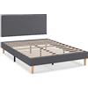 HOMN LIVING Base imbottita + testiera Aura 150x190 cm Grigio Scuro, 30 cm altezza