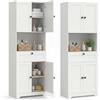 LIFEZEAL Armadio da bagno alto, mobile portaoggetti a 3 livelli in legno con 4 ante e 1 cassetto, scomparto aperto, ripiano regolabile, armadio moderno per bagno, cucina (bianco)