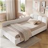 Kebnor Letto singolo imbottito, 90 x 200 cm, con testiera imbottita e protezione anticaduta, gambe in legno massello, bouclé, beige
