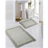 CARPETIA Set di Tappeti Bagno 2 Pezzi Design Pietre Antiscivolo Lavabile - Grigio Größe 50x60cm + 60x100 cm