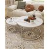 Amveya Tavolino Salotto Moderno Set 2 Pezzi 80+60 cm, Tavolino da Salotto Rotondo Effetto Marmo Bianco, Tavolini Salotto con Struttura in Metallo Argento, Tavolo Salotto per Soggiorno