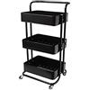 ECHTWERK Carrello da cucina e da portata mobile 3 livelli e maniglia di spinta, edizione nera, 43 x 32 x 86 cm