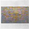 CheQuadro! Quadro N. 2 Composizione Piet Mondrian, pmn66 Quadro Stampato su Tela Fine Art, Intelaiato Pronto da Appendere, Alta qualità, 75x45 cm