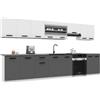 B BELINI GROUP Belini ITALIA 3 Mobile Cucina Completa 320cm Bianco-Grigio Opaco | Cucina completa componibile, mobili pensili e bassi inclusi, montaggio facile