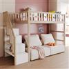 luckdect Letto a soppalco 90 x 200 con corrimano per scale e spazio contenitore sotto, letto a soppalco compatto illuminato per 1 persona, adatto per adolescenti e adulti, design moderno