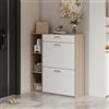 Ztexkee Scarpiera Salvaspazio Slim Scarpiera ingresso Scaffali portascarpe con 1 cassetto e 3 scomparti Scarpiera a 2 ante Può contenere 12-16 paia di scarpe 80x24x90cm Bianco