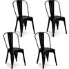 PALUPLUS Set 4 Sedie Industry in metallo di colore Nero, Misura 45x40x85 cm, Sedia da pranzo con Schienale, Impilabili e con Gommini Antiscivolo, per Esterno ed Interno, Portata Max 150 Kg -16 - F