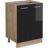 Vicco Mobiletto base cucina R-Line, Nero lucido, 60 cm
