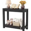 iSunirm Consolle Ingresso Stretta 80 cm, Nero Color Noce, Tavolino Salvaspazio Dietro Divano con 2 Ripiani, Mobile Ingresso Moderno e Stabile per Corridoio e Soggiorno, Montaggio Facile