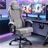 Soontrans Sedia Gaming Massaggiante, Poggiapiedi, Cotone, Grigio e bianco