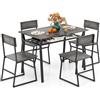 GIANTEX Set da pranzo con 4 sedie, set da cucina per 4 persone, tavolo da pranzo, tavolo da pranzo, tavolo da pranzo, telaio in metallo, set per sala da pranzo, set da pranzo, set da pranzo