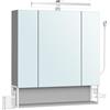 VASAGLE Mobile da Bagno con Illuminazione a LED, 16,5 x 70 x 75 cm, Multipresa Cestino Appeso Supporto per Asciugacapelli per Bagno Lavabo, Bianco Nuvola e Grigio Tortora BBK126G01