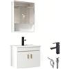YINXSLO Mobile Bagno Sospeso 50cm con Lavabo e Specchio a Armadietto