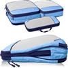 LOONARA Travel LOONARA Sacchetti di compressione per valigie e zaini [3 pezzi] - Cubi di stivaggio comprimibili, organizer salvaspazio per bagagli - Cubi di compressione (Azzurro Mariner - Blu)