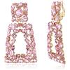 EVER FAITH Orecchini a clip rettangolari per Donne, Brillanti Cristalli di Strass Dichiarazione Geometrica non forati Rosa