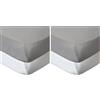 babyCalin - Set 2 lenzuola con angoli Bianco/Tortora 70x140x17 cm (Confezione da 2)