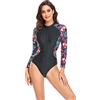 BEACHKINI Costume Intero per Donna Costume da Bagno a Triangolo a Maniche Lunghe con Zip Frontale,42 Fiori Colorati,L