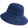 AMOFIA Cappelli da sole per ragazze, tinta unita, cappello di paglia per bambini, a tesa larga, protezione solare, cappello da spiaggia con fiocco, UPF 50, 3-7 anni