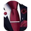 Ailisus Cravatta e Pocket Square Set Solido Cravatta Gemelli Fermacravatta Spilla per Uomo Matrimonio Affari 5PCS