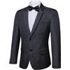 Barry.Wang Blazer da uomo a spina di pesce, due bottoni, papillon, fazzoletto, gemelli, set per matrimoni, feste di lavoro, smoking, giacca, Grigio scuro, XXL