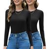 Totatuit Magliette Donna Invernale Manica Lunga Girocollo Magro T-Shirt Elegante Maglione Donna Intimo Maglia Top a Casual Pullover di Base Slim Fit Morbida Sexy