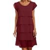 Generico Abito da Donna Elegante con Maniche a Balze a Strati, Abito Elegante e Fluido in Chiffon con Maniche a 3/4, Uno Stile Disinvolto per Ogni Occasione
