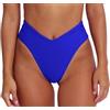 geluboao Slip di costume da bagno da donna, sexy, con taglio a V, a vita alta, Blu reale, XL