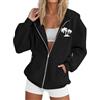 Generic Felpe con cappuccio oversize casual con zip intera da donna grafica alla moda con cappuccio giacche con cappuccio vestibilità ampia estetica cerniera coulisse manica lunga vestiti da donna pullover