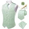 Hi-Tie Gilet da uomo con motivo cachemire formale, in seta, per matrimonio, con cravatta, fazzoletto quadrato, set per smoking da sposa