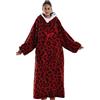 Yzehomijia Coperta portatile con cappuccio, per donne e adulti, coperta con maniche, morbida e calda da indossare come regalo per fidanzata, mamma o mamma koala (Red Leopard Print)