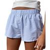 YAYAOAYAY Boxer da donna Y2k scozzese elastico in vita gamba larga pantaloncini da salotto a quadretti pantaloncini micro pantaloncini a scacchi, Pantaloncini A Righe Blu D, M