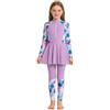 Generisch 2026 Ragazze Costumi Da Bagno Ragazze Manica Lunga Rashguard, Due Pezzi Con Cerniera, Pantaloni Lunghi, Set Costume Da Bagno Moda, Viola chiaro, 10-11 Anni
